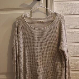 Hollister Women's Light Gray Waffle Knit Sweater